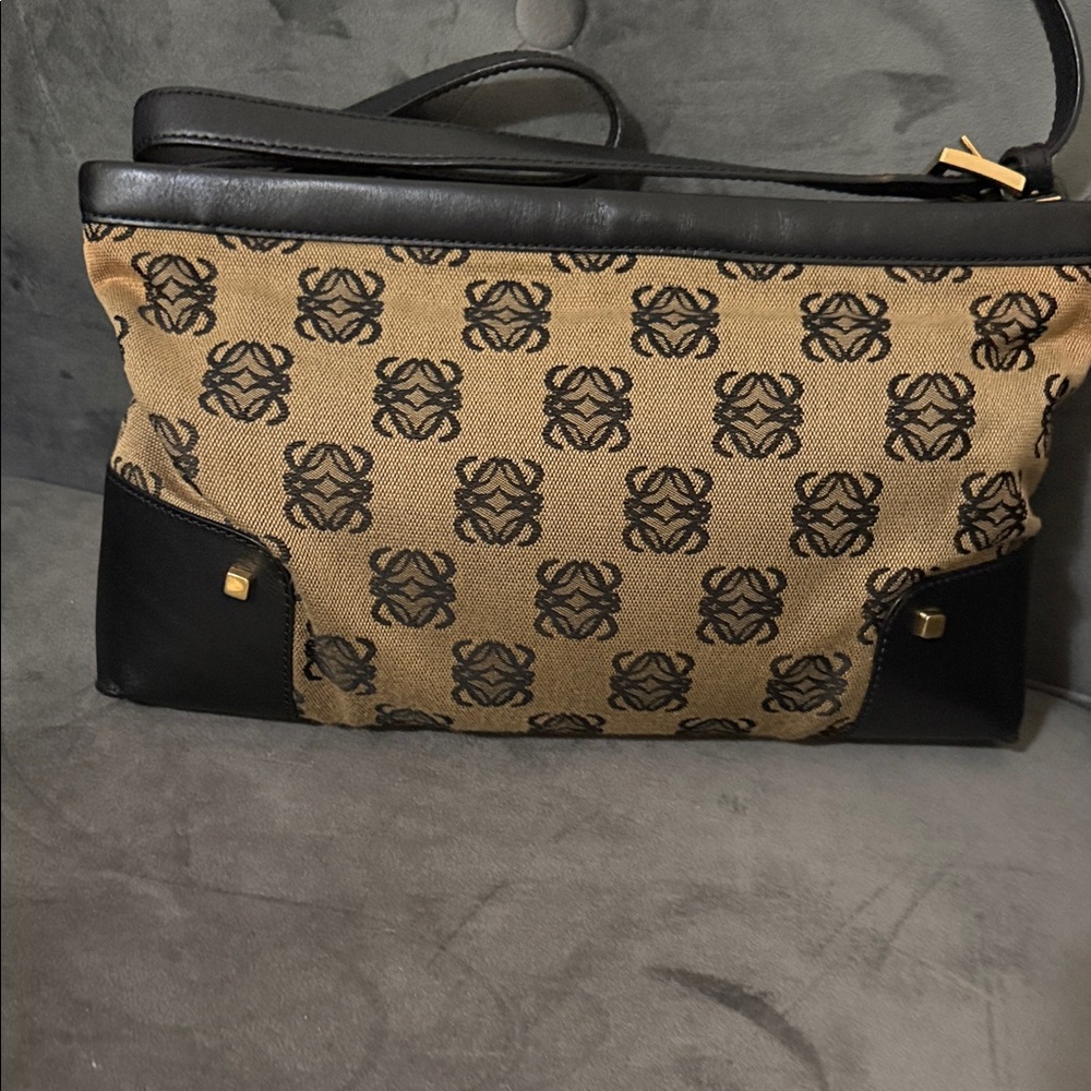 Loewe Black and Tan Shoulder Bag